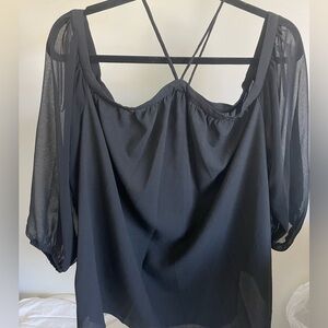 1 State Off the Shoulder Black Blouse
